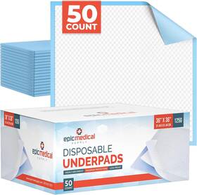 613-1210 Epic Medical Supply Disposable Bed Pads Adult 36 Inch X Pack Of 50 Blue