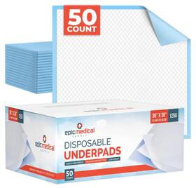 Epic Medical Supply 850042015254 Disposable Bed Pads Adult 36 Inch X Blue Chucks 50