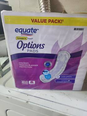 Equate 389237843421 Options Womens Incontinence Pads Ultimate Absorbency Long Length 102