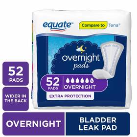 Equate 445001955998 Womens Incontinence Pads Overnight 52 Count