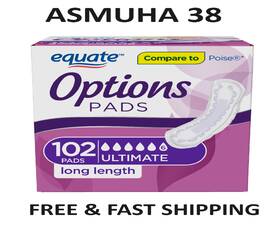 Equate 491773578627 Options Womens Ultimate-long Incontinence Pads 102 Count Free Shipping
