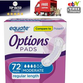Equate 681131015738 Options Womens Moderate - Regular Incontinence Pads Breathability 72 Count