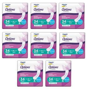 Equate 681131240451 272 Count 8x 34 Options Women Incontinence Pads Light Regular Unscented