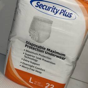Essential 725272740767 Security Plus Disposable Overnight Underwear Size L 22 Pieces 34 Inch -50 /wh2