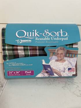 Essential Health Products 859586006650 Medical Supply Quik-sorb Absorbent Underpad 34x36 Plaid New Open Box