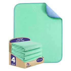 Es-2023wp-gn-1824-4p Eswin Washable Underpads 18 Inch X 24 Pack Of 4 - Super Absorbency Reusable Bedwetti