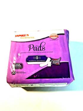 Family Wellness 032251009921 Pads Liner Bladder Leakage Protection Moderate Regular 20 Count
