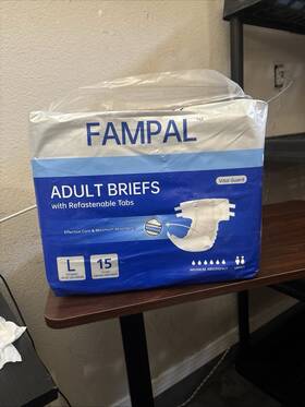 Fampal 949648107600 Vital Guard Adult Diapers Disposable Incontinence Briefs With Tabs For Men A