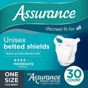 10008819 First Quality Assurance Unisex Incontinence Belted Shields Moderate Absorbency One Size Fits