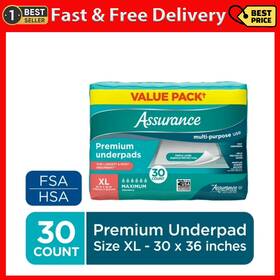 First Quality 445036221235 Assurance Unisex Premium Underpad For Adults Xl Maximum Absorbency 30 Count