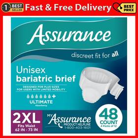First Quality 445044250265 Assurance Unisex Bariatric Briefs Ultimate Absorbency Xxl 48 Count