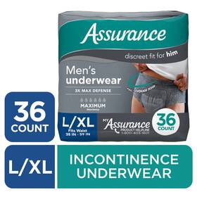 First Quality 445047633676 Assurance Mens Incontinence Underwear L/xl Maximum Absorbency 36 Count