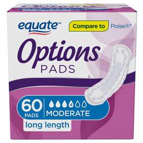 First Quality 726084390461 Equate Options Womens Incontinence Pads Long Length 60 Count