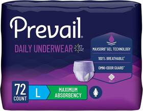 First Quality 799198907016 Prevail Womens Protective Underwear Pull-up Style Adult Diaper Max Absorb 72ct