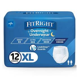 Fitright 197344104591 Overnight Unisex Underwear Pull-on Absorbent Xl 12 Count - Fast Ship