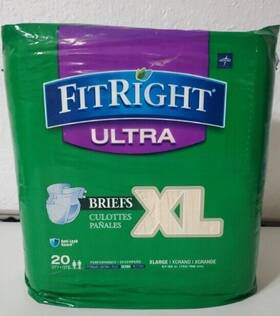 Fitright 730389148535 Ultra Adult Diapers Incontinence Briefs With Tabs Heavy 20 Ct