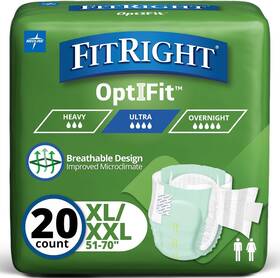 51in-70in Fitright Frsu2z Heavy Absorbency Adult Diapers L/xl/2xl Waist Size 20 Cou