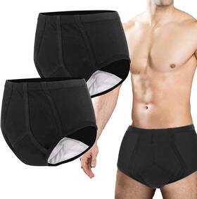 Foejn 744759999863 Incontinence Underwear For Men 2 Pack Washable Urinary Briefs With Front