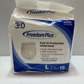 Freedom 758891974701 Plus Pull-on Protective Underwear Size Large 34 Inch -50 10 Pack New Freedom 758891974701 Plus Pull-on Protective Underwear Size Large 34 Inch -50 10 Pack New