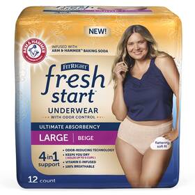 Fresh Start 193489136411 Fitright Incontinence And Postpartum Underwear For Women Large Beige 12 Co