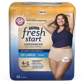Fresh Start 193489136428 Fitright Incontinence And Postpartum Underwear For Women Xxl Beige 12 Coun