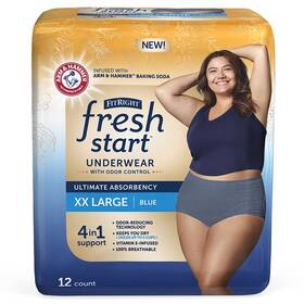 Fresh Start 193489136459 Fitright Incontinence And Postpartum Underwear For Women Xxl Blue 12 Count
