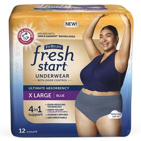 Fresh Start 193489136466 Fitright Incontinence And Postpartum Underwear For Women Xl Blue 12 Count