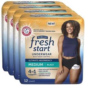 Fresh Start 193489136534 48 Ct Fitright Incontinence And Postpartum Underwear Women Medium Pull Up Black