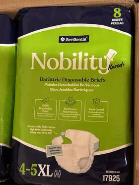 4-5xl Gerigentle 17925 Nobility Bariatric Disposable Briefs - 4 Packs Of 8 32 Total