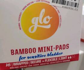 Hwf10018 Glo Bamboo Liners For Sensitive Bladder Light 16 Wrapped Natural Pads 3pk