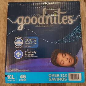 95-140 Goodnites 036000533842 Bedtime Underwear For Boys Xl -46 Count Lbs Brand New Sealed