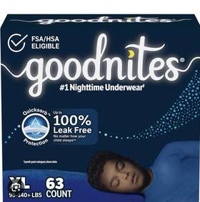95-140 Goodnites 036000551402 Boys Nighttime Bedwetting Underwear Xl Lbs 63 Ct