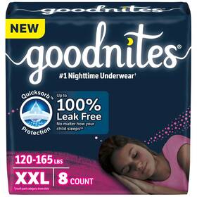 10036000565178 Goodnites Girlsft Nighttime Underwear Xxl 120-165 Lbs 8 Ct