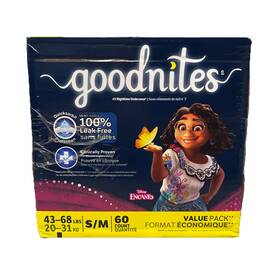 5514200 Goodnites 60 Ct Girls Night Time Bedwetting Underwear Pull Ups S/m 43-68 Lbs