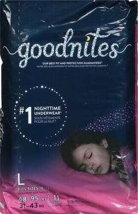 81039272 Goodnites Girlsft Nighttime Bedwetting Underwear Large Size - L 33 Count