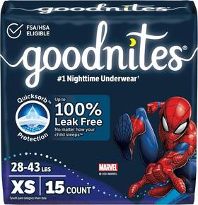 Goodnites Goodnites-036000474312 Boysft Nighttime Underwear Xs 28-43 Lbs 15 Ct Packaging Varies