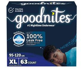 Y-672-474284 Goodnites Boysft Nighttime Bedwetting Underwear Size Extra Large 95-120 Lbs /new