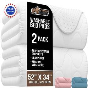 Gorilla Grip 840316701204 Waterproof Reusable Incontinence Bed Pads 52 X 34 - Pack Washable