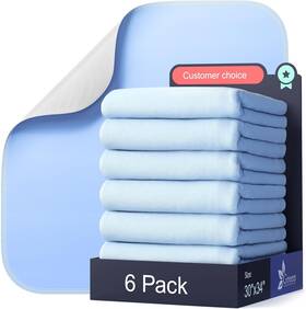 3q-7bke-ipka Green Lifestyle Washable Underpads - Large Bed Pads For 6 Pack 30x34 Blue