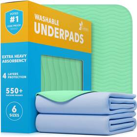 Green Lifestyle 672288001644 Washable Underpads - Heavy Absorbency Reusable Bedwetting Incontinence Pads