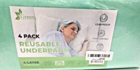 Green Lifestyle 672288334384 Washable Bed Pads 4 Pack Large 34 Inch X 36 For Incontinence