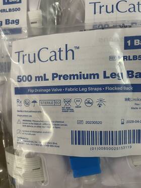 Hrlb500 H-r Urological 3 Pc - Trucath 500ml Premium Flocked Leg Bag With Flip Valve Lot Of 5