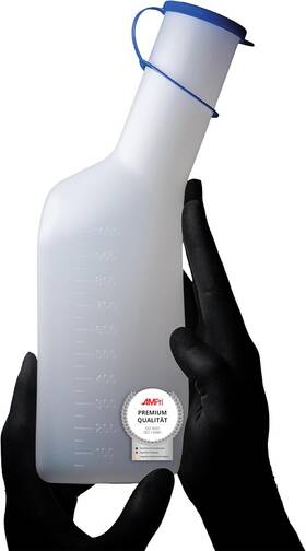 09282 Handelsgesellschaft Mbh Urine Bottle For Men Square Milky Colour With Blue Closure Collection C