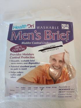 216-4273 Health Dri Salk Washable Mens Bladder Control Briefs White Bmxxl Sealed Nip