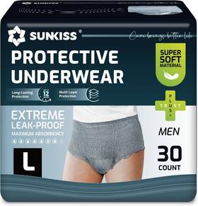 Healthcare Zhejiang Co. Ltd. 313038122102 Mens Disposable Incontinence Underwear Maximum Absorbency Large 30 Count