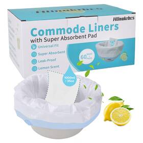 H-60mtd Hlinakrbcs 60 Pack Commode Liners With Absorbent Pads Lemon Scent Bedside Liner