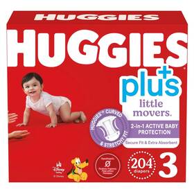 1914459 Huggies Plus Diapers Size 3 16-28 Pounds 204 Count