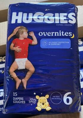 49541 Huggies Overnites Baby Diaper Size 6 Over 35 Lbs. 60 Ct 4 Packs Of 15