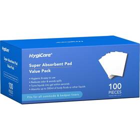 Hygicare 972022033080 100 Count Super Absorbent Commode Pads For Bedside Chairs B