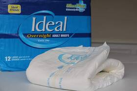 B-8206 Ideal Brands - Adult Overnight Disposable Brief Breathable Diaper Clothlike Feel Wit
